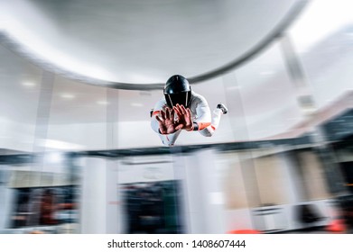 Levitation In Wind Tunnel. Indoor Sky Diving. Team Flyers. Yoga Fly In Wind Tunnel. Indoor Skydiving. 