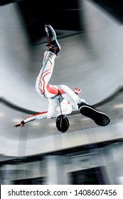 Levitation In Wind Tunnel. Indoor Sky Diving. Team Flyers. Yoga Fly In Wind Tunnel. Indoor Skydiving. 