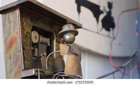 Levittown, PA / USA - June 9 , 2020: Music Box Piano Player With Silhouette Of Young Lady Playing The Piano In The Background. 