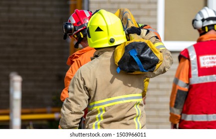 Lewes, Sussex UK,Sep 13 2019. Sussex And Kent Fire And Rescue Services Joint Training Exercise In Lewes 