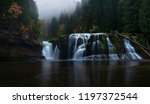 Lewis River Falls are popular recreation area in Gifford Pinchot National Forest, WA.