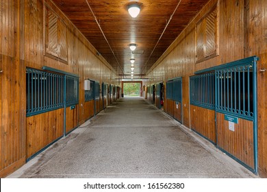 LEXINGTON, KENTUCKY - OCTOBER 29: An Empty Mounted Police Horse Barn On October 29, 2013 In Lexington, Kentucky