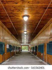 LEXINGTON, KENTUCKY - OCTOBER 29: An Empty Mounted Police Horse Barn On October 29, 2013 In Lexington, Kentucky