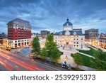 Lexington, Kentucky, USA historic downtown cityscape at blue hour.