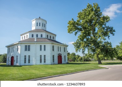 Lexington, Kentucky/USA-July 15,2017: Old Standardbred Stable of Memories octagonal architecture in Lexington, Kentucky