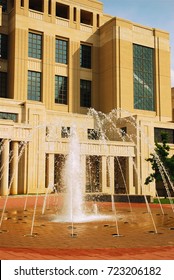 Lexington, KY, USA June 24 Fountains Splash Outside Of The Fayette County Courthouse In Lexington Kentucky.  The Courthouse, Built In 2001, Is The Fifth Building To House The County's Courthouse