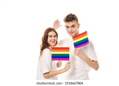 Woman Man Holding Homosexual Flag On Stock Photo (Edit Now) 1465482050 ...