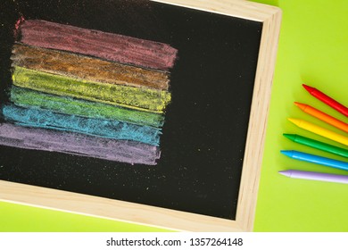 LGBT Flag Painted On The School Board / Education Concept In Matters Of Tolerance