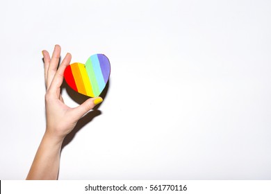 Lgbt flag rainbow heart shape on white - Powered by Shutterstock