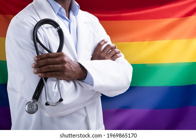 LGBT Health Doctor With Flag. Bisexual, Lesbian And Transgender Care