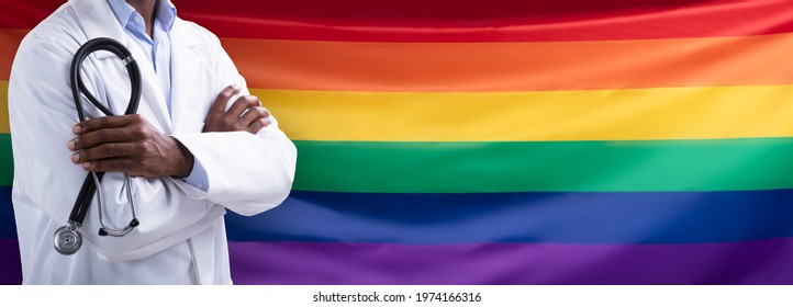 LGBT Health Doctor With Flag. Bisexual, Lesbian And Transgender Care