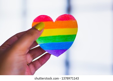 Hand Holding Rainbow Color Heart Sharp Stock Photo (Edit Now) 1408621490