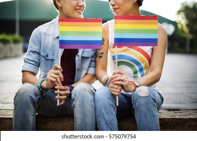 LGBT Lesbian Couple Moments Happiness Concept