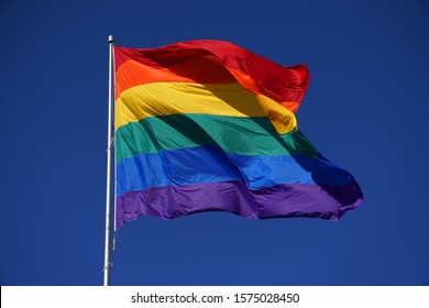 LGBT pride flag or Rainbow pride flag image from Castro District, San Francisco Californian in the United States