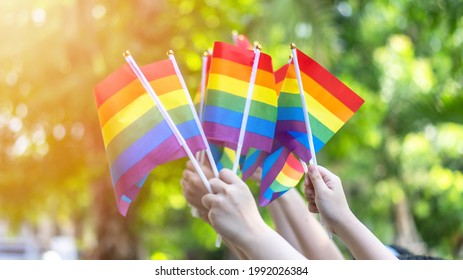 LGBT Pride Or LGBTQ+, LGBTQIA+, Gay Pride With Rainbow Flag For Lesbian, Gay, Bisexual, And Transgender People Human Rights Social Equality Movements In June Month