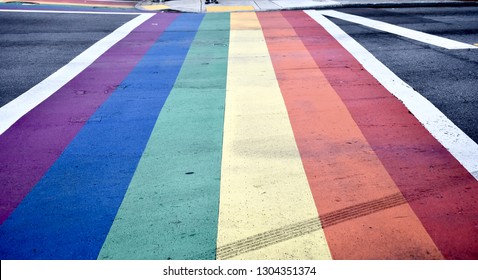 LGBT Rainbow Crosswalk At Midtown Atlanta Intersection