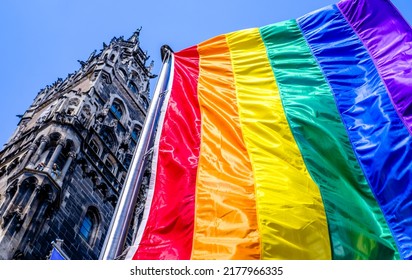 LGBT Rainbow Flag At The Munich City Hall - Bavaria