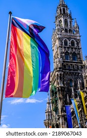 LGBT Rainbow Flag At The Munich City Hall - Bavaria