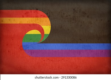 LGBT Tino Rangatiratanga Flag On Fabric Texture,retro Vintage Style