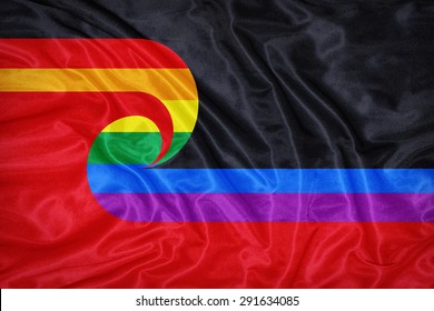 LGBT Tino Rangatiratanga Flag On Fabric Texture,retro Vintage Style