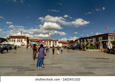 Lhasa, Tibet, China, Chengguan District, June 27 2019: Lhasa Former Tibet Now China, Barkhor Street And Jokhang Temple