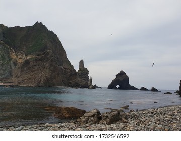 The Liancourt Rocks Between South Korea And Japan. Dokdo Island Has Rich Resources With Unique Fishes And Birds. It Is An Island Many People Cannot Visit Often Due To The Weather Conditions. 