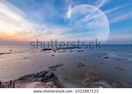 Similar – Image, Stock Photo Rocky cliff with sunset on the horizon