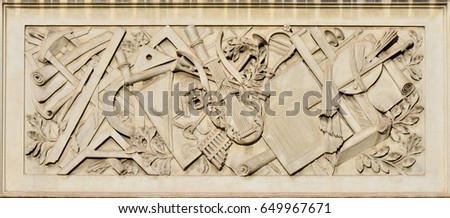 Liberal Arts education relief in People's Square in Rome, made in 1820 