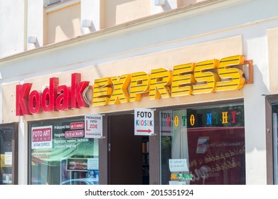 Liberec, Czech Republic - June 2, 2021: Logo of Kodak Express. Kodak Express is the world's largest branded photo processing network operating in 41 countries.