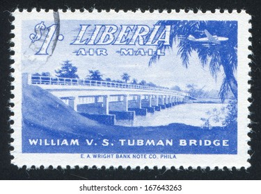 LIBERIA - CIRCA 1953: Stamp Printed By Liberia, Shows William Tubman Bridge, Circa 1953