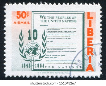 LIBERIA - CIRCA 1955: Stamp Printed By Liberia, Shows UN Charter, Circa 1955