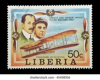 LIBERIA - CIRCA 1978: Mail Stamp Celebrating The First Flight Of The Wright Brothers, Circa 1978