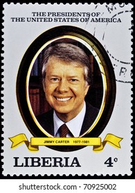 LIBERIA - CIRCA 2000s: A Stamp Printed In Liberia Shows President Jimmy Carter, Circa 2000s. 