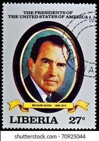 LIBERIA - CIRCA 2000s: A Stamp Printed In Liberia Shows President Richard Nixon, Circa 2000s. 