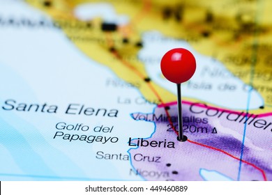 Liberia Pinned On A Map Of Costa Rica
