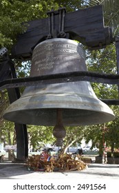 The liberty bell in emancipation gardens Charlotte Amalie St Thomas US Virgin islands lesser antilles eastern caribbean west indies