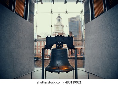 Liberty Bell And Independence Hall In Philadelphia