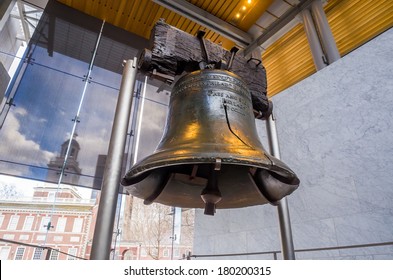 Liberty Bell  old symbol of American freedom  in Independence Mall building in Philadelphia Pennsylvania - Shutterstock ID 180200315