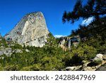 Liberty Cap - a granite dome in Yosemite National Park which lies at the extreme northwestern margin of Little Yosemite Valley, adjacent to the north of Nevada Fall (California, United States)