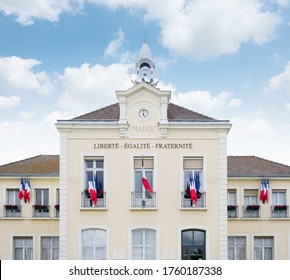 Liberty Equality Fraternity - The Motto Inscribed On The Front Of A Town Hall In France