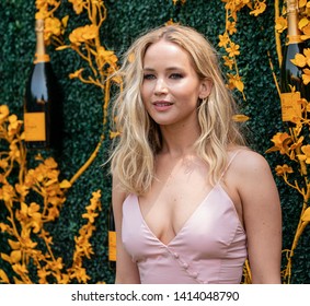 Liberty State Park, NJ - June 1, 2019: Jennifer Lawrence wearing dress by Rosie Assoulin attends 12th Annual Veuve Clicquot Polo Classic at Liberty State Park 