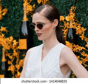 Liberty State Park, NJ - June 1, 2019: Coco Rocha wering dress by Sid Neigum attends 12th Annual Veuve Clicquot Polo Classic at Liberty State Park 