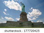 Liberty Statue, colossal neoclassical sculpture on Liberty Island in New York Harbor, designed by F. Bartholdi and dedicated on October 28, 1886