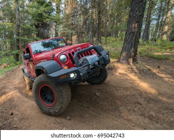 LIBERTY, WA/USA - AUGUST 12, 2017: A Jeep Wrangler Rubicon on Liberty Trail