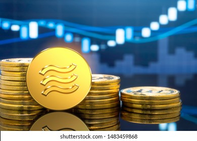 Libra cryptocurrency coin newly introduced to world digital money economy. Libra was reported to be used for electronic payment on many partner internet website. - Shutterstock ID 1483459868