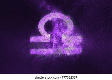 Libra Zodiac Sign. Night sky Abstract background