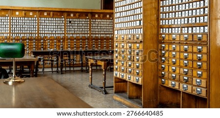 Library Or Archive Reference Card Catalog And Database Knowledge Base Concept