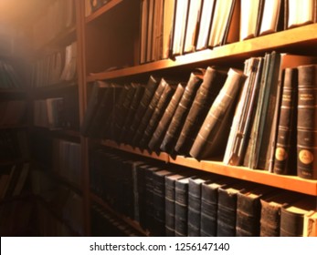 Library and books blur background
