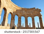 Libya, Tripoli. The ruins of Leptis Magna, Roman archaeological site. Unesco World Heritage Site. 