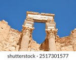 Libya, Tripoli. The ruins of Leptis Magna, Roman archaeological site. Unesco World Heritage Site. 